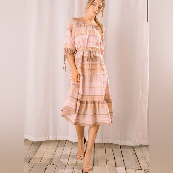 Storia Dresses & Skirts - Storia Neapolitan Stripe Midi Dress M